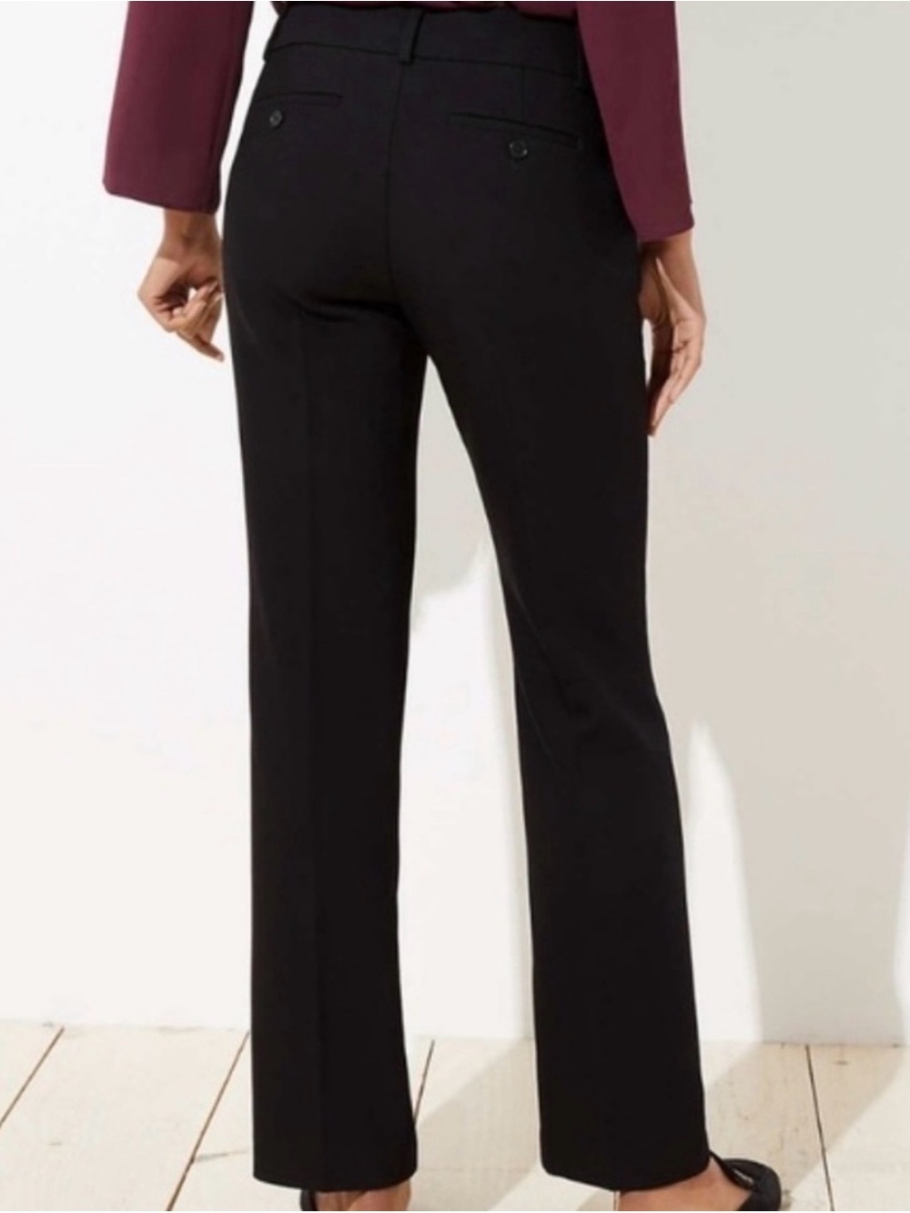 NWT LOFT Julie straight leg pant in classic black, size 14